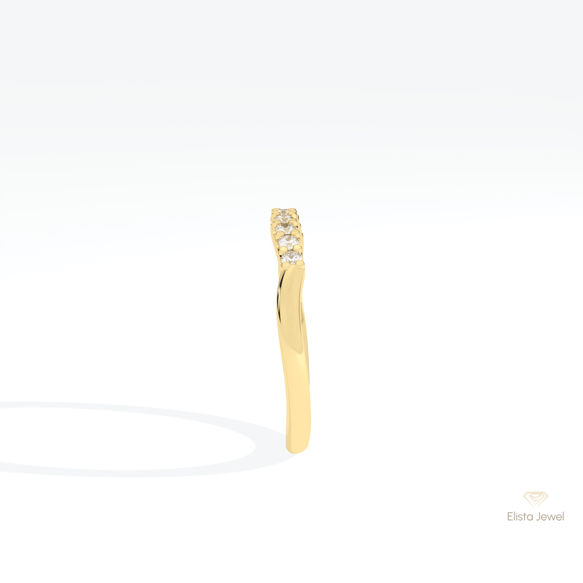 Round Cut Stacking Wedding Lab Grown Diamond Band in 14K White Gold - Top View