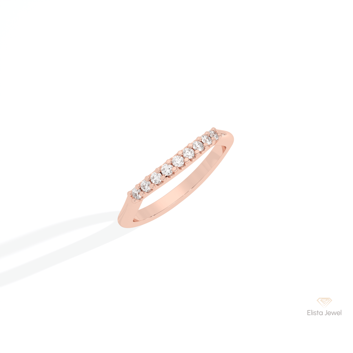 Round Cut Stacking Wedding Lab Grown Diamond Band in 14K Rose Gold - Profile View