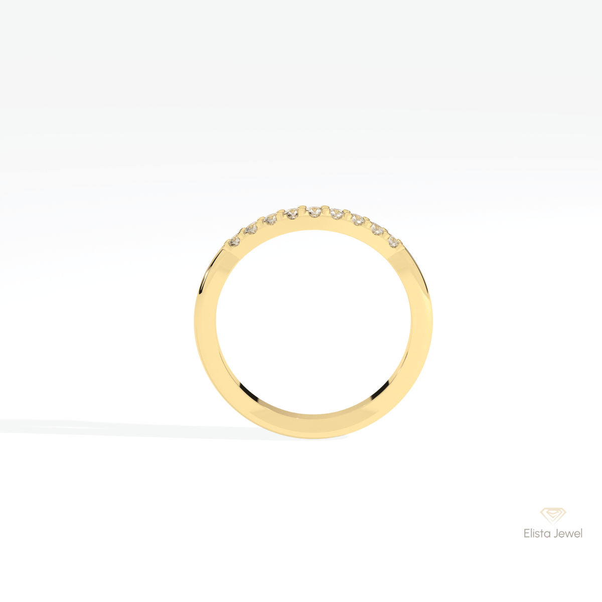 Round Cut Stacking Wedding Lab Grown Diamond Band in 10K Rose Gold - Angled View