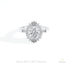 Round Cut Starburst Engagement Lab Grown Diamond Ring in 10K White Gold - Front View