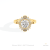 Round Cut Starburst Engagement Lab Grown Diamond Ring in 14K Yellow Gold - Detail View
