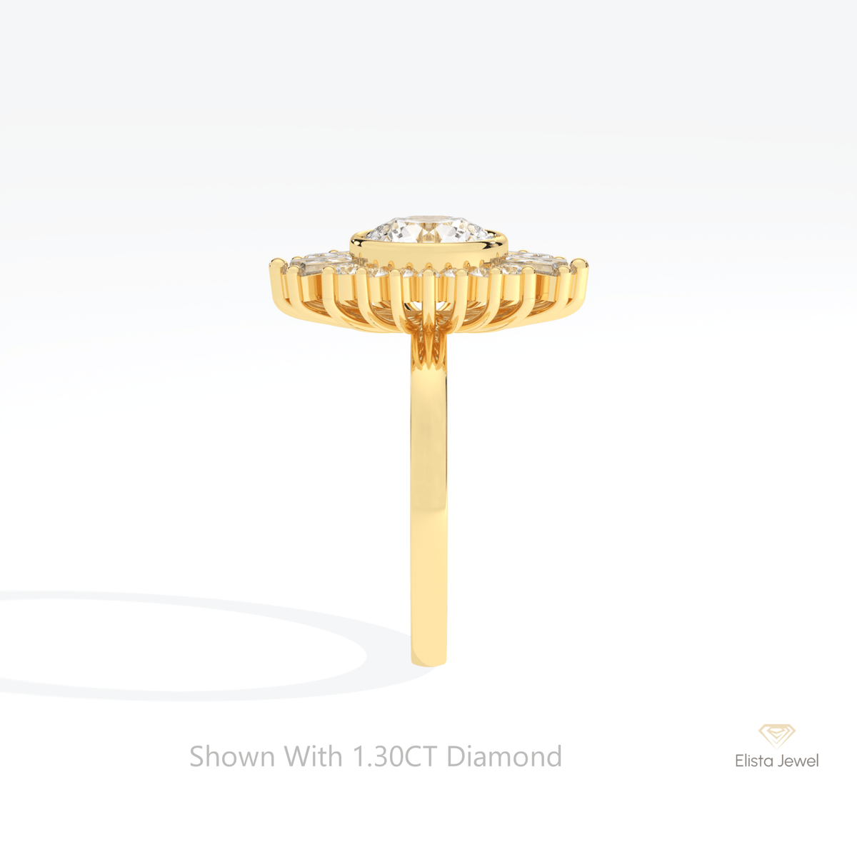 Round Cut Starburst Wedding Lab Grown Diamond Ring - Additional View