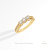 Round Cut Three Stone Accent Engagement Lab Grown Diamond Ring in 10K Yellow Gold - Side View