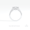 Round Cut Three Stone Accent Engagement Lab Grown Diamond Ring in 18K White Gold - Close-up View
