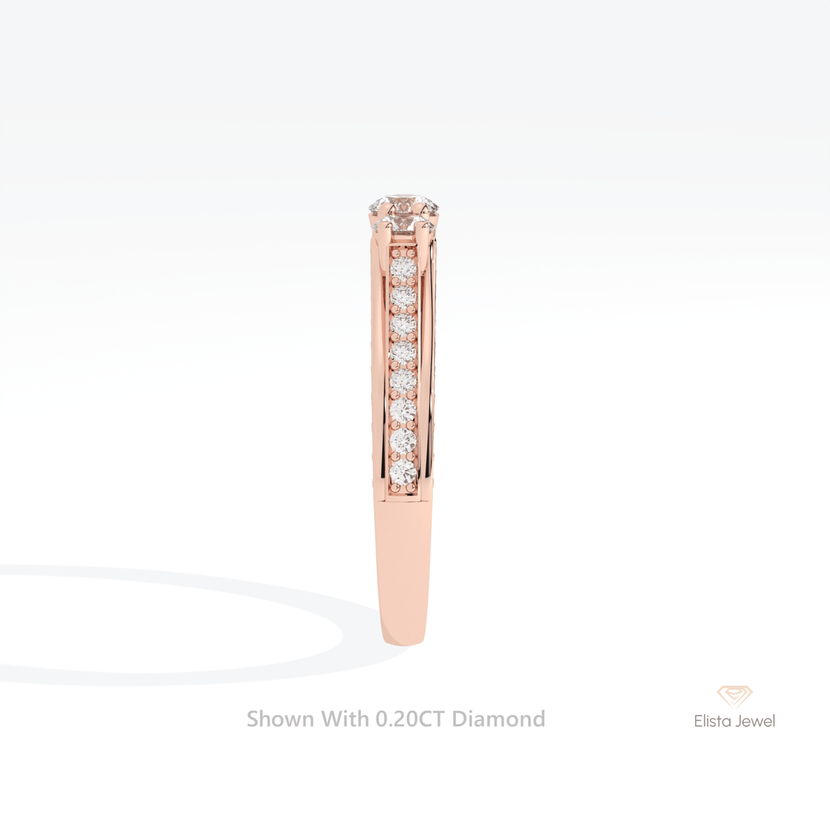 Round Cut Three Stone Accent Engagement Lab Grown Diamond Ring - Additional View