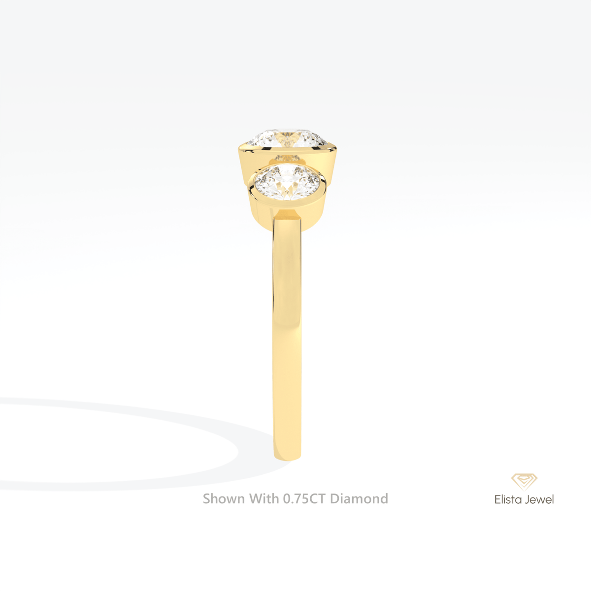 Round Cut Three Stone Engagement Lab Grown Diamond Ring - Additional View