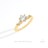 Round Cut Three Stone Engagement Lab Grown Diamond Ring in 14K Rose Gold - Profile View