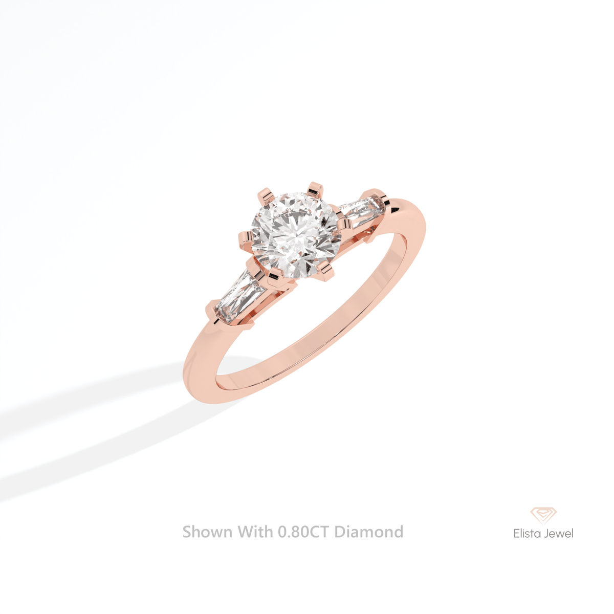 Round Cut Three Stone Engagement Lab Grown Diamond Ring in Platinum - Lifestyle View