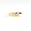 Round Cut Three Stone Engagement Lab Grown Diamond Ring in 14K Yellow Gold - Detail View