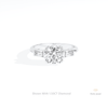 Round Cut Three Stone Engagement Lab Grown Diamond Ring in 10K White Gold - Front View