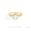 Round Cut Three Stone Engagement Lab Grown Diamond Ring in 14K Yellow Gold - Detail View