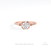Round Cut Three Stone Engagement Lab Grown Diamond Ring in 18K Rose Gold - Ring on Hand View