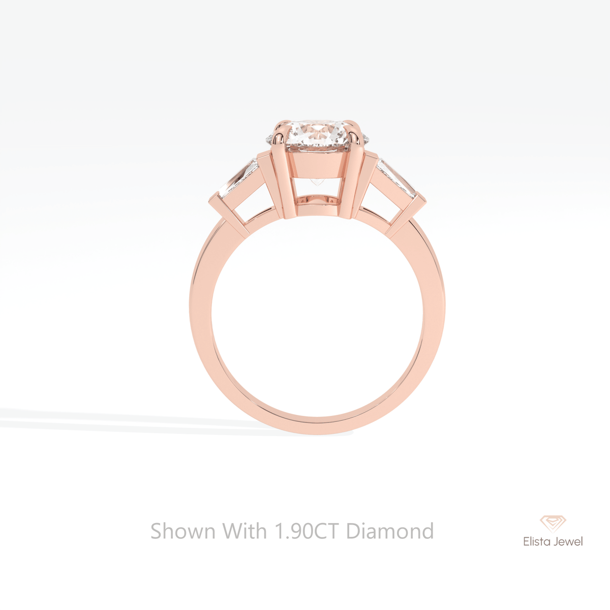 Round Cut Three Stone Engagement Lab Grown Diamond Ring - Alternative View