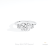 Round Cut Three Stone Engagement Lab Grown Diamond Ring in 14K Yellow Gold - Detail View