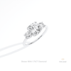 Round Cut Three Stone Engagement Lab Grown Diamond Ring in 14K Rose Gold - Profile View