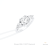 Round Cut Three Stone Engagement Lab Grown Diamond Ring in 14K Rose Gold - Profile View