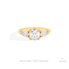 Round Cut Three Stone Engagement Lab Grown Diamond Ring in 18K Rose Gold - Ring on Hand View