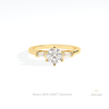 Round Cut Three Stone Engagement Lab Grown Diamond Ring in 14K Yellow Gold - Detail View