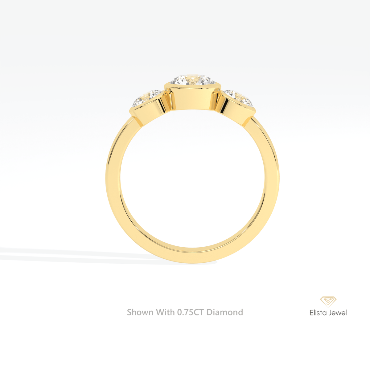 Round Cut Three Stone Engagement Lab Grown Diamond Ring - Alternative View