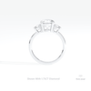 Round Cut Three Stone Engagement Lab Grown Diamond Ring in 18K White Gold - Close-up View