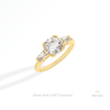 Round Cut Three Stone Engagement Lab Grown Diamond Ring in 14K Rose Gold - Profile View