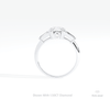 Round Cut Three Stone Engagement Lab Grown Diamond Ring in 10K Rose Gold - Angled View