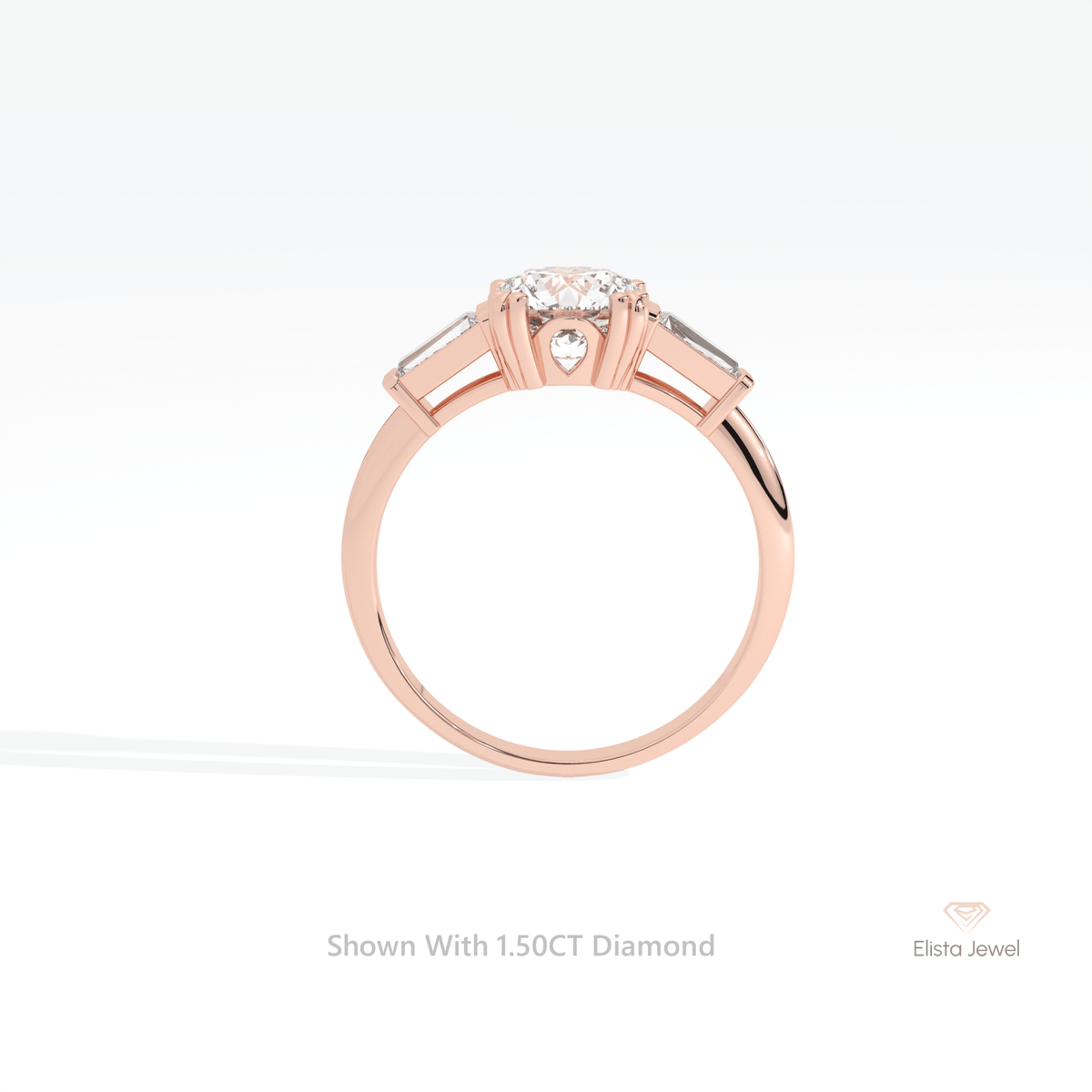 Round Cut Three Stone Engagement Lab Grown Diamond Ring - Alternative View