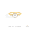 Round Cut Three Stone Wedding Lab Grown Diamond Ring in 18K Rose Gold - Ring on Hand View