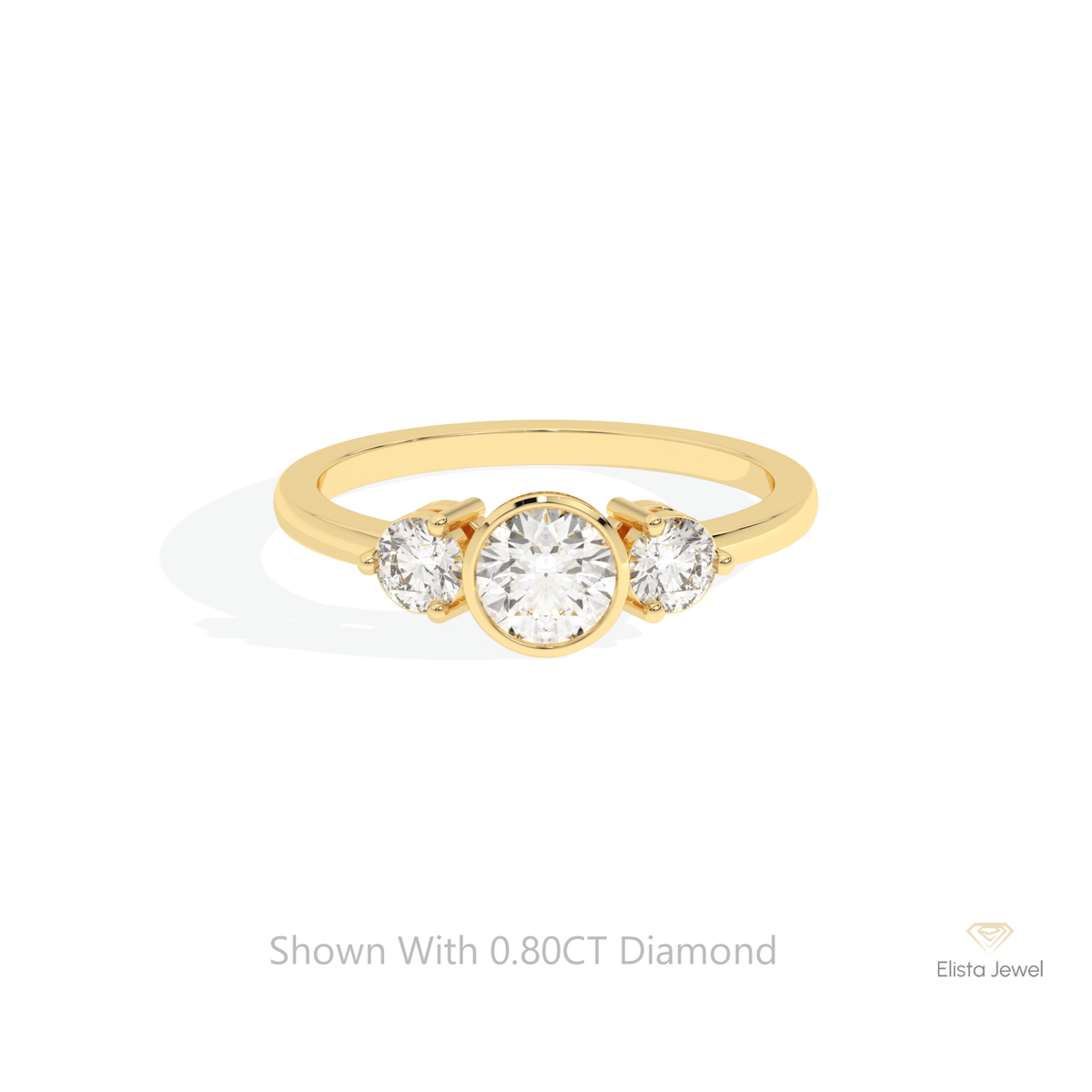 Round Cut Three Stone Wedding Lab Grown Diamond Ring in 10K White Gold - Front View