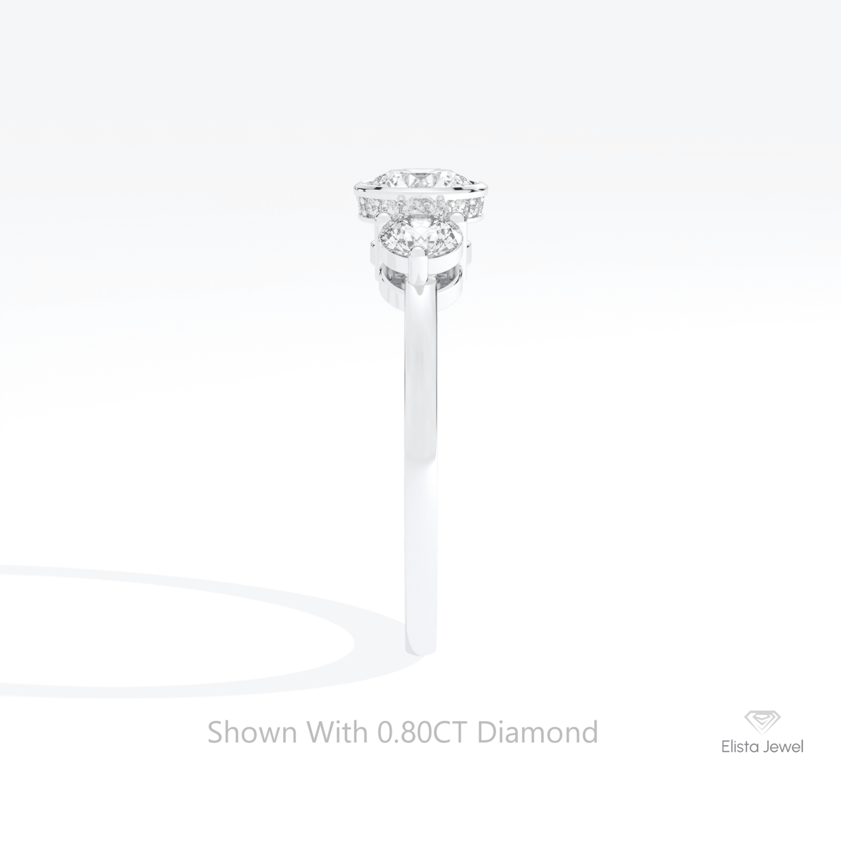 Round Cut Three Stone Wedding Lab Grown Diamond Ring in 18K Yellow Gold - Perspective View