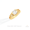 Round Cut Vintage Engagement Lab Grown Diamond Ring in 10K Yellow Gold - Side View