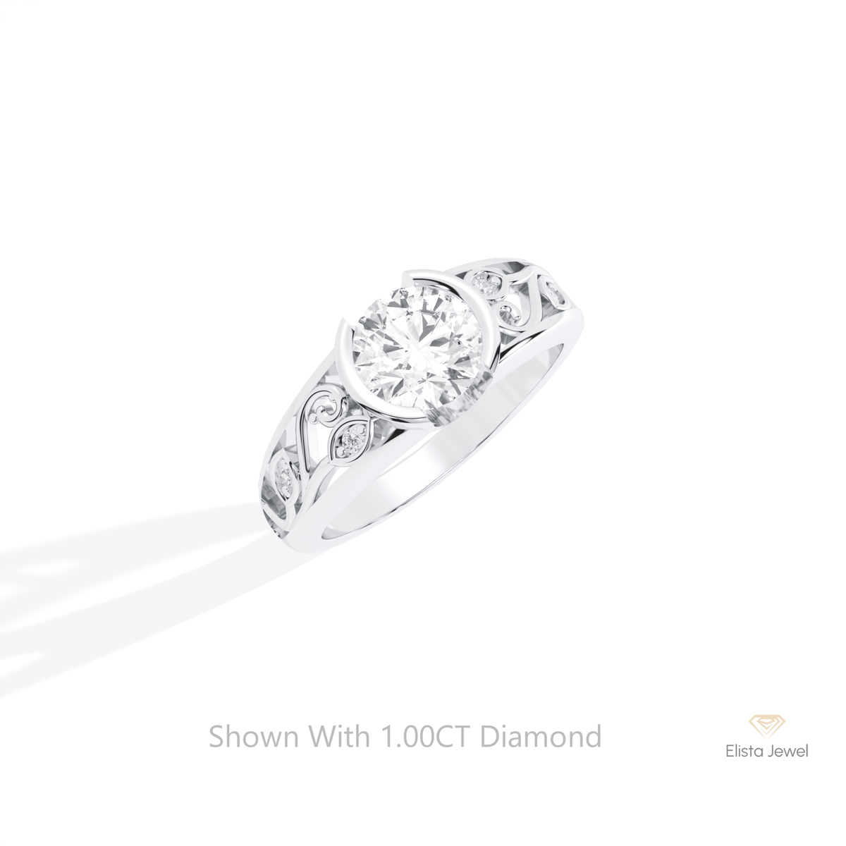 Round Cut Vintage Engagement Lab Grown Diamond Ring in 14K Rose Gold - Profile View