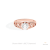 Round Cut Vintage Engagement Lab Grown Diamond Ring in 18K Rose Gold - Ring on Hand View