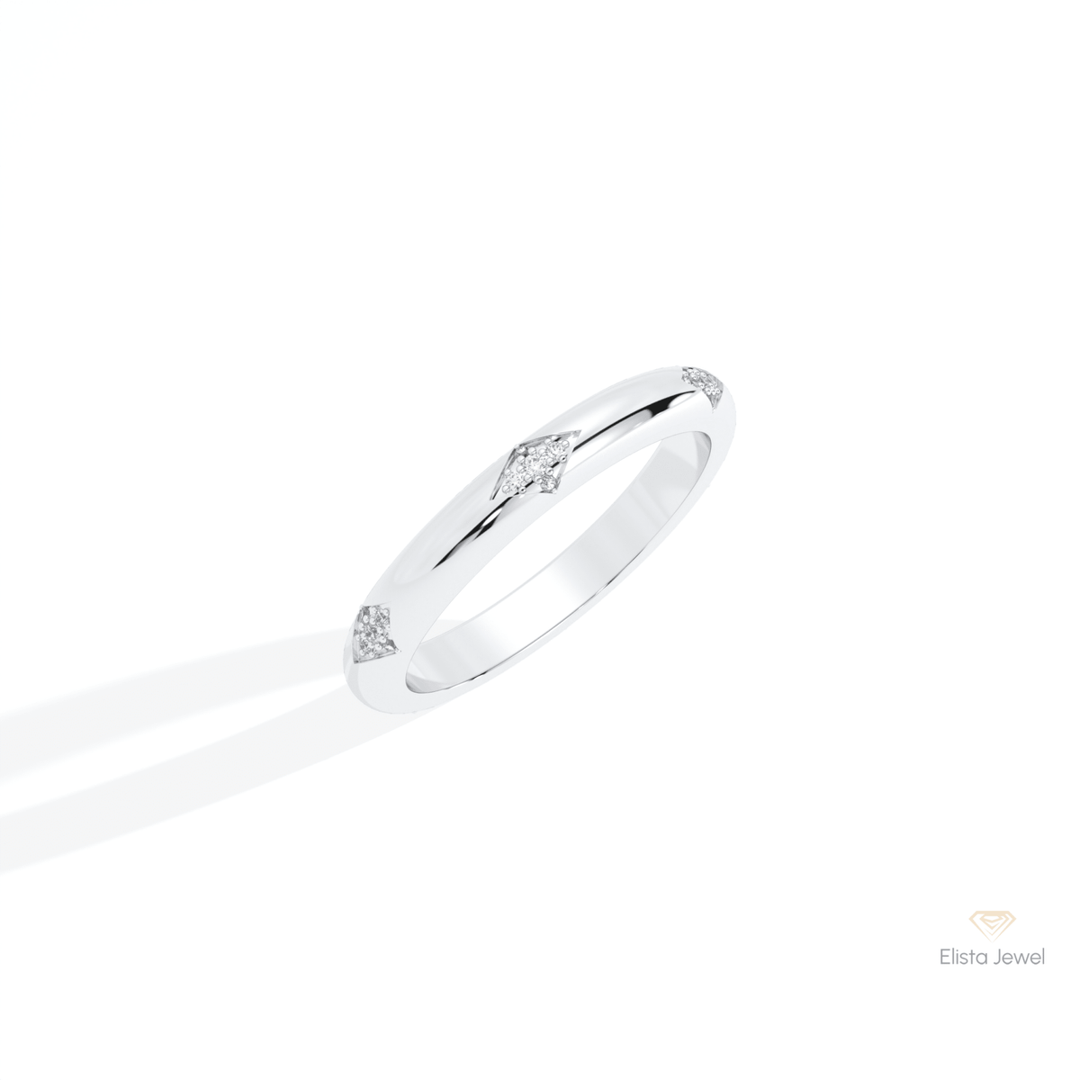 Round Cut Wedding Lab Grown Diamond Band in 14K Rose Gold - Profile View