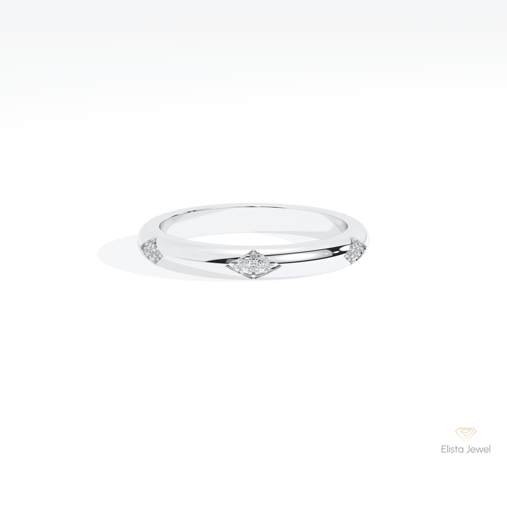 Round Cut Wedding Lab Grown Diamond Band in 14K Yellow Gold - Detail View