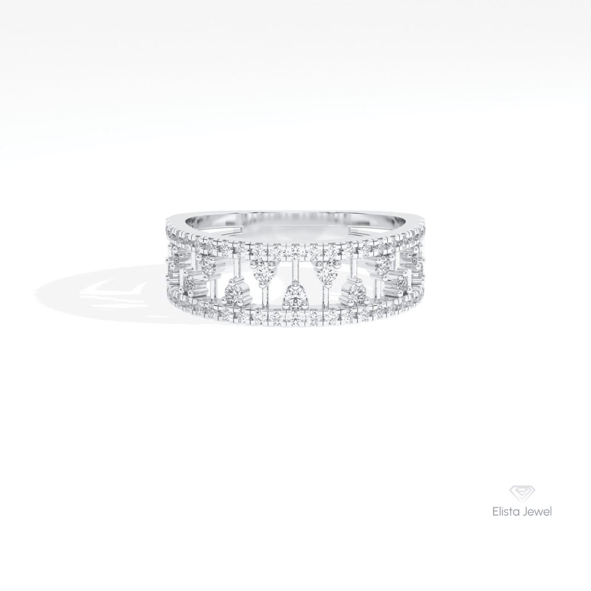 Round Cut Wedding Lab Grown Diamond Band in 14K Yellow Gold - Detail View