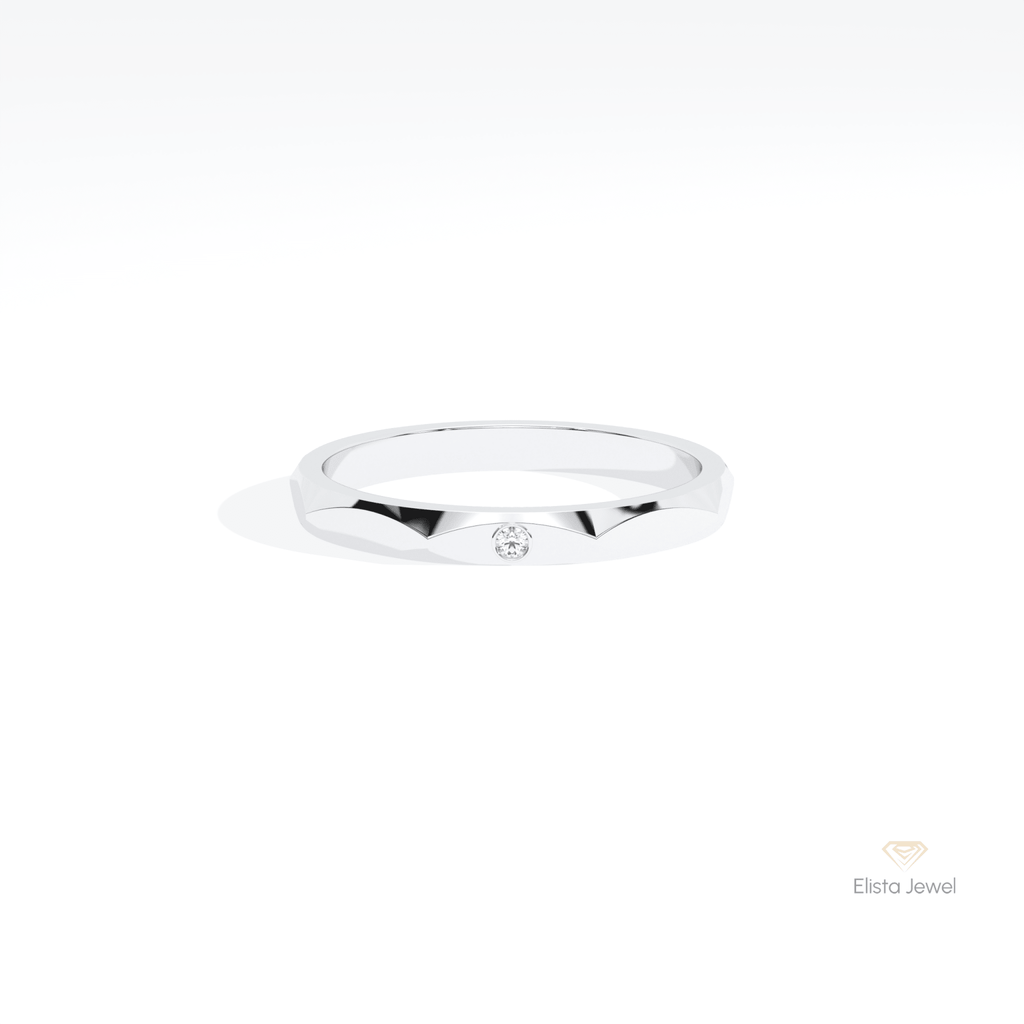 Round Cut Wedding Lab Grown Diamond Band in 10K White Gold - Front View