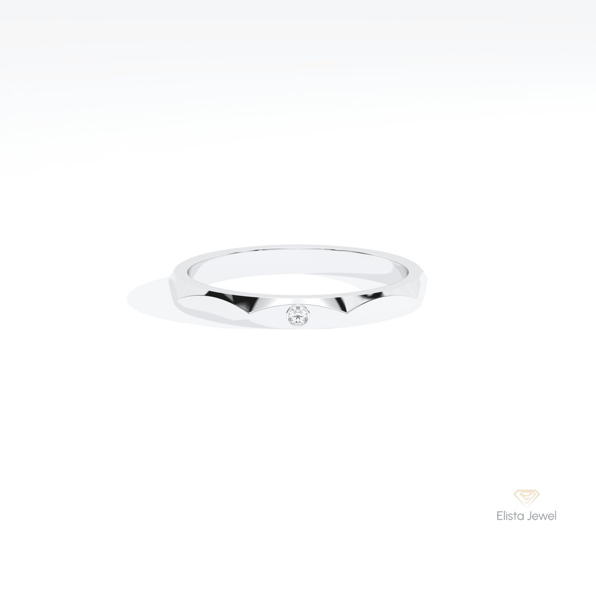 Round Cut Wedding Lab Grown Diamond Band in 10K White Gold - Front View