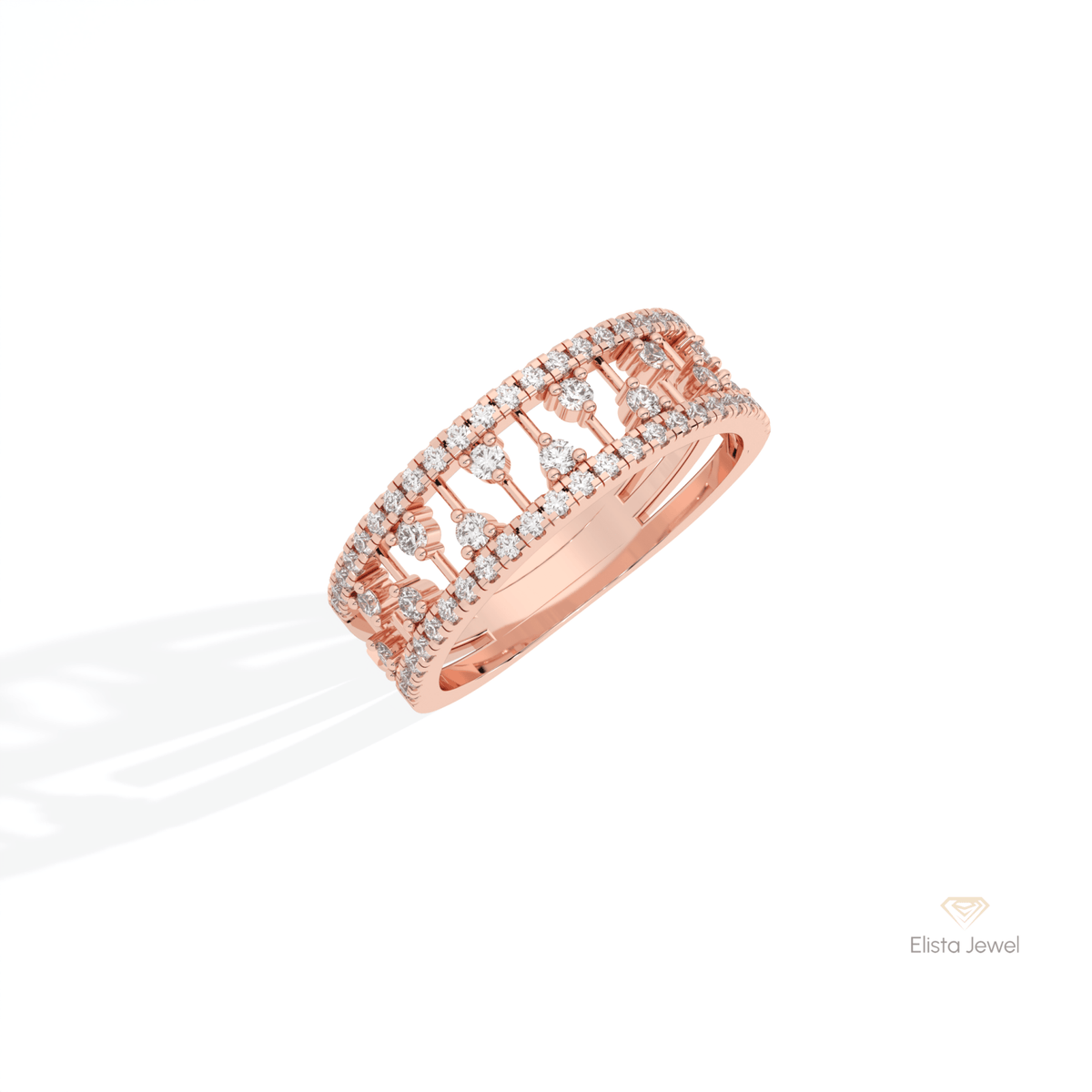 Round Cut Wedding Lab Grown Diamond Band in 10K Yellow Gold - Side View