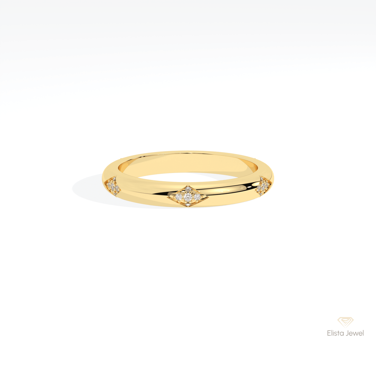 Round Cut Wedding Lab Grown Diamond Band in 10K White Gold - Front View