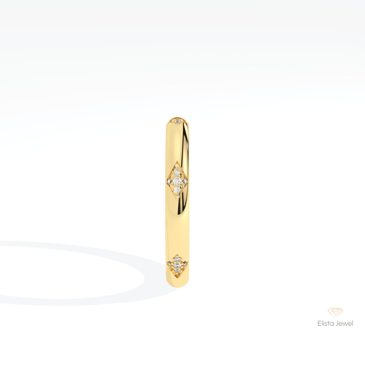 Round Cut Wedding Lab Grown Diamond Band in 14K White Gold - Top View