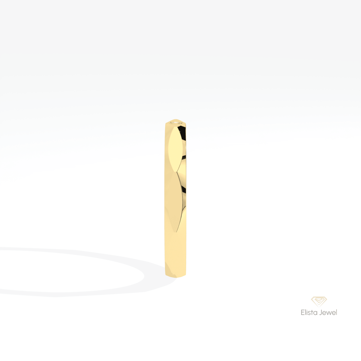 Round Cut Wedding Lab Grown Diamond Band in 18K Yellow Gold - Perspective View