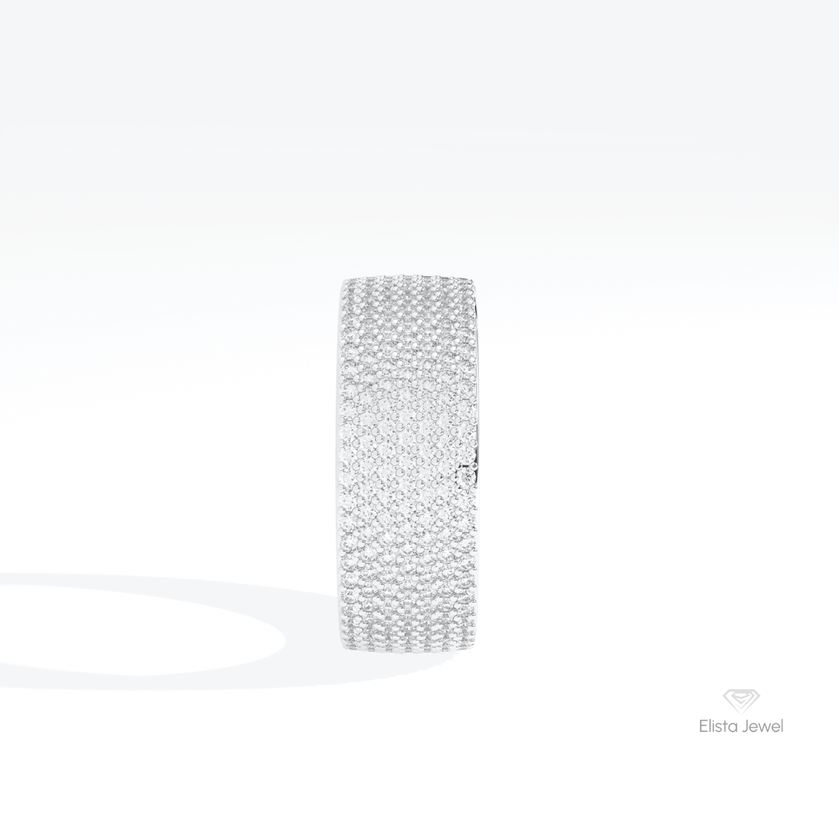 Round Cut Wedding Lab Grown Diamond Band in 14K White Gold - Top View