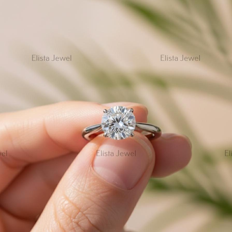 Round Lab-Grown Diamond Solitaire Engagement Ring, 14K White Gold, IGI Certified