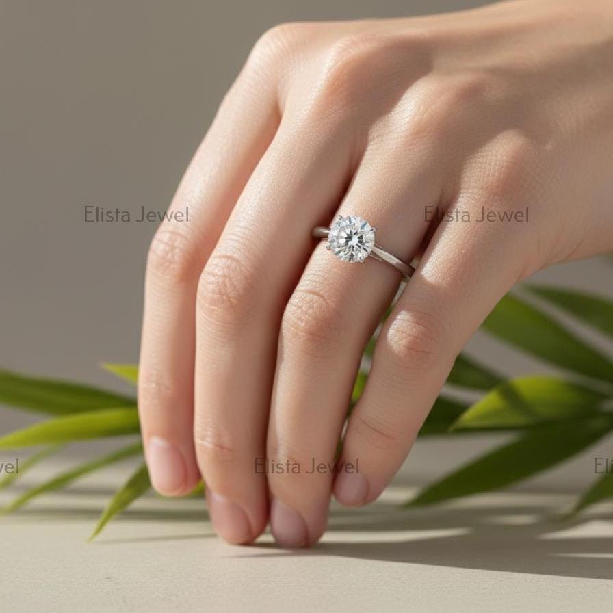 Round Lab-Grown Diamond Solitaire Engagement Ring, 14K White Gold, IGI Certified