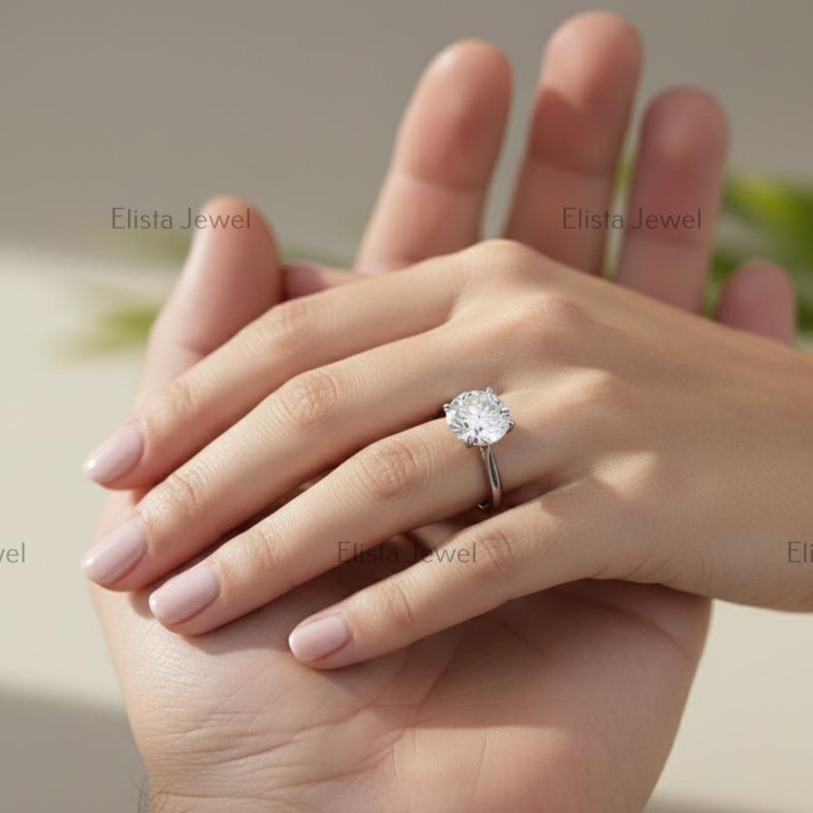 Round Lab-Grown Diamond Solitaire Engagement Ring, 14K White Gold, IGI Certified