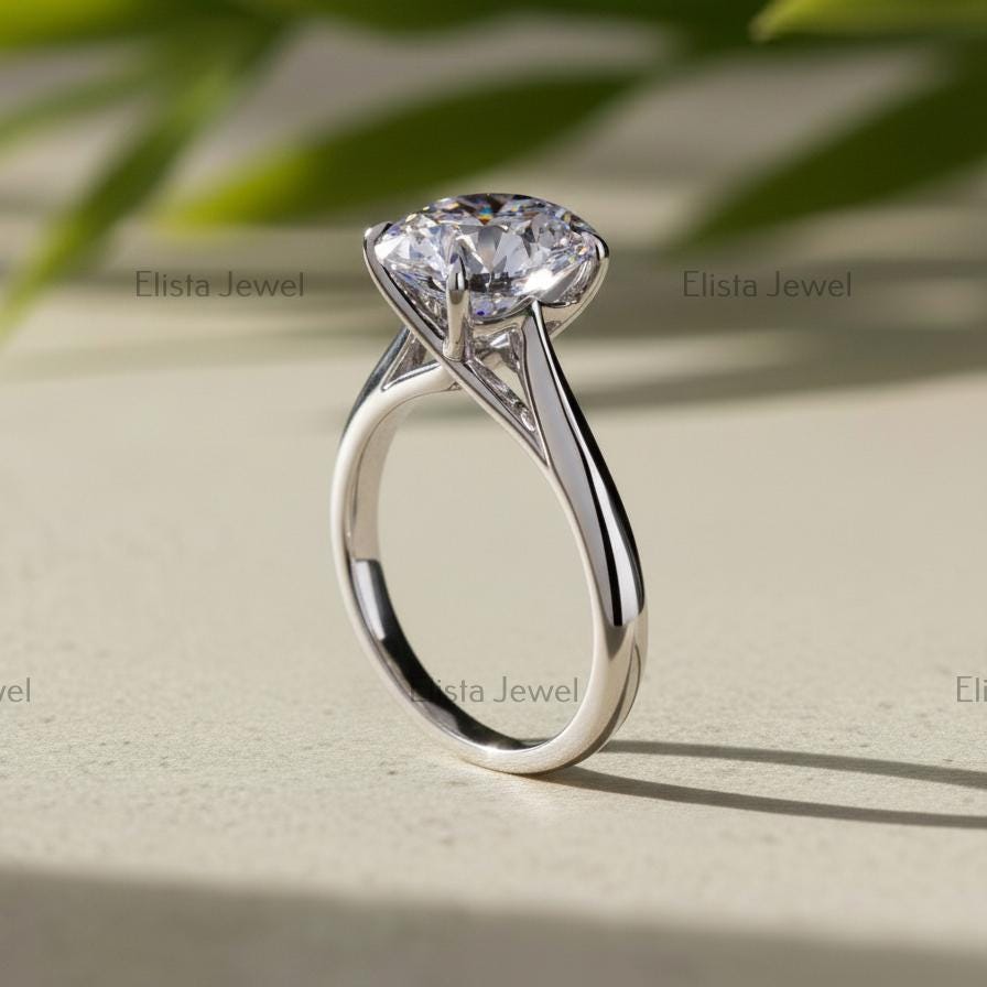 Round Lab-Grown Diamond Solitaire Engagement Ring, 14K White Gold, IGI Certified