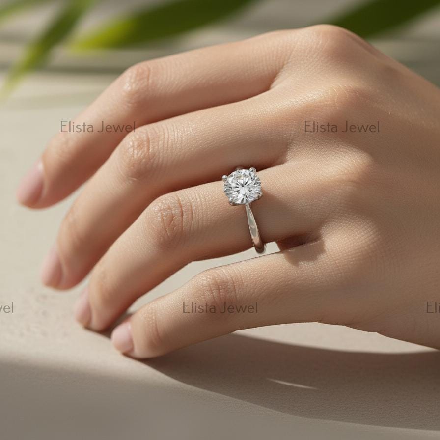 Round Lab-Grown Diamond Solitaire Engagement Ring, 14K White Gold, IGI Certified