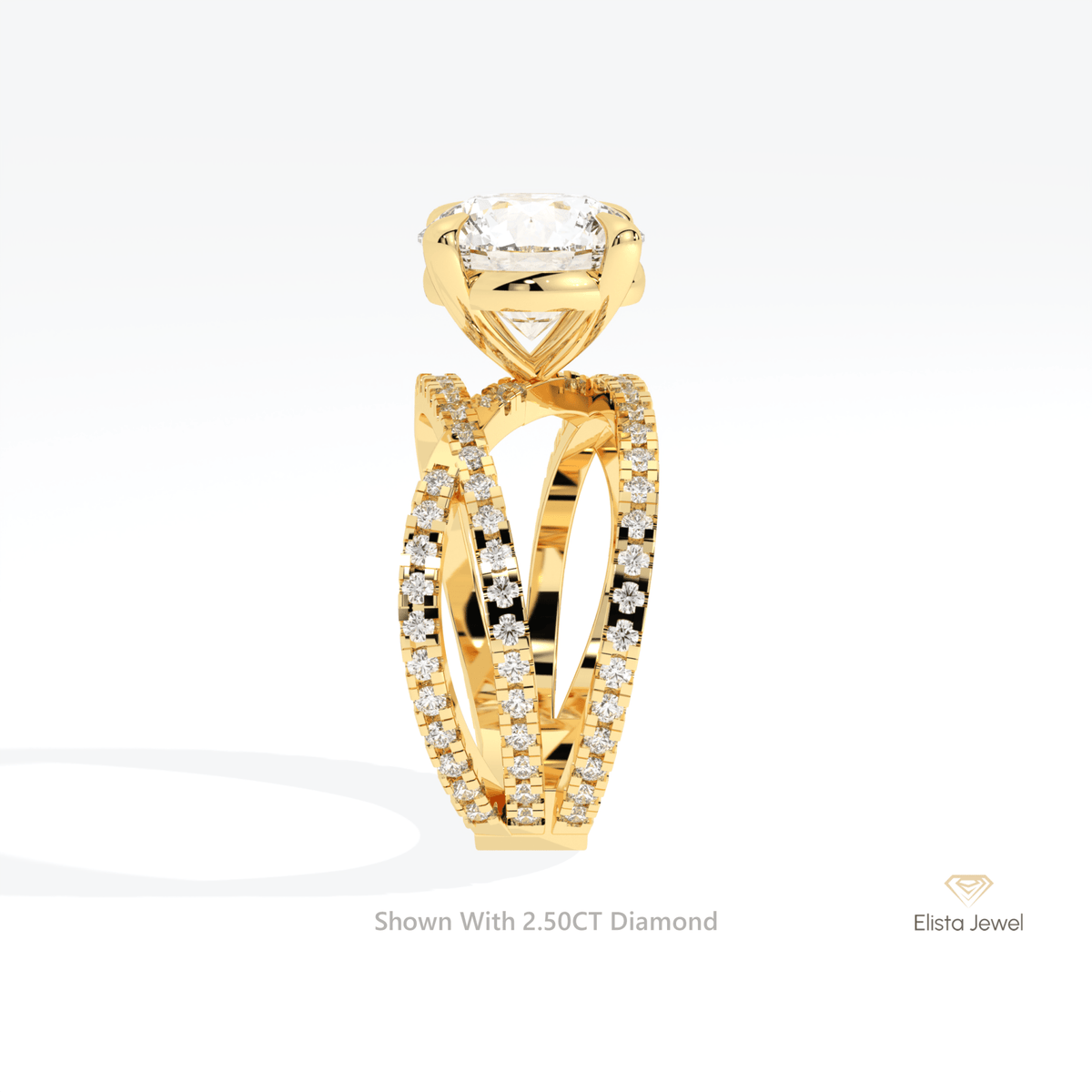 Round Solitaire Accent Crossover Lab Grown Diamond Ring - Additional View
