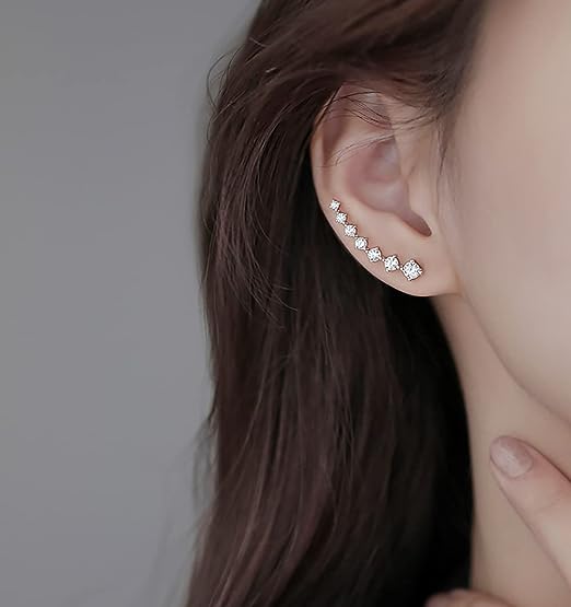 Seven Star Diamond Cuff Earring in 10K Yellow Gold - Side View